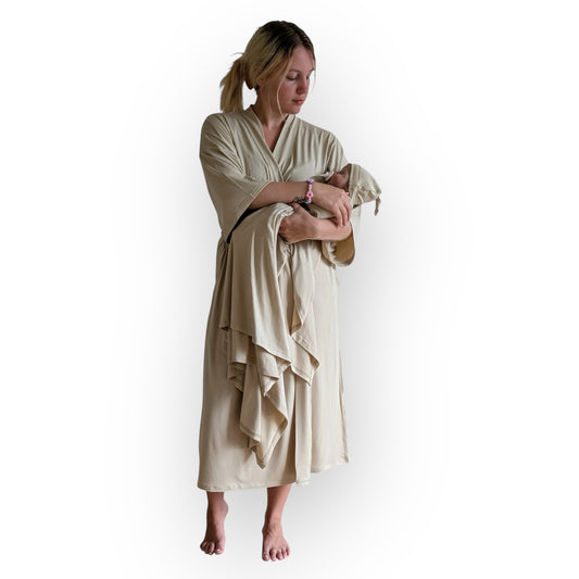 Beige kåbe- og svøbesæt